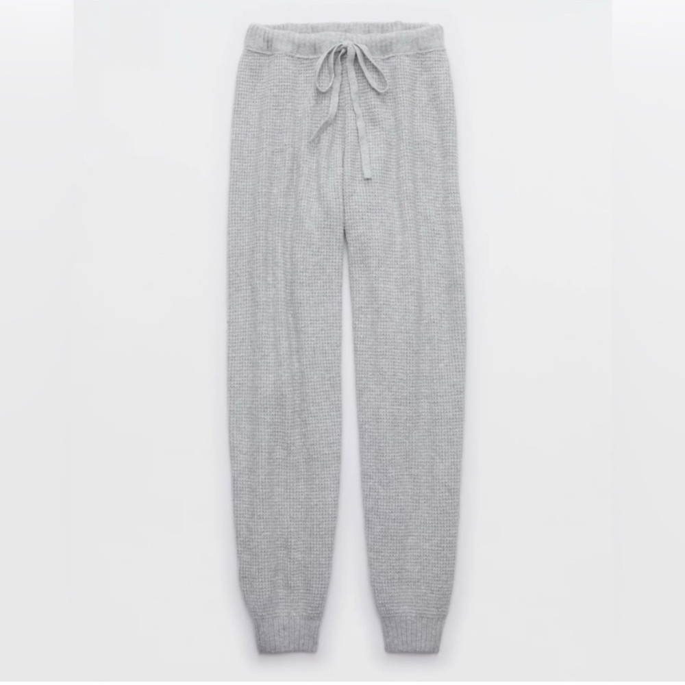 AERIE CozyUp Waffle Jogger - Medium Heather Gray - Picture 4 of 5